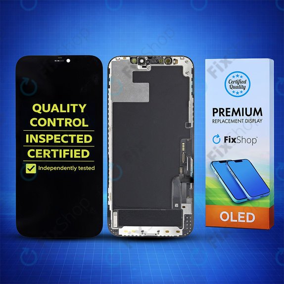 Display Hard OLED for iPhone 12, 12 Pro, Touch Screen with Frame, FixPremium