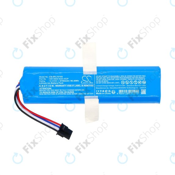 Battery for 360 S6 Pro, S9, X90, X95, Eufy Robovac L70 Hybrid, 6700mAh, Li-Ion, 14.4V, INR18650M26-4S2P, HQ
