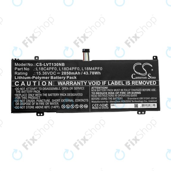 Battery for Lenovo ThinkBook 13s, 14s, 2850mAh, Li-Pol, 15.36V, L18C4PF0, HQ