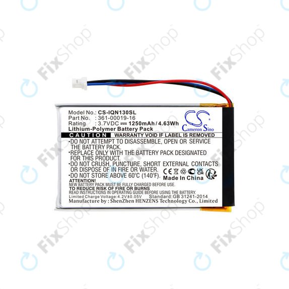 Battery for Garmin Nüvi 1300, 1350, 1370, 1390, 1490, 1250mAh, Li-Pol, 3.7V, 361-00019-16, HQ