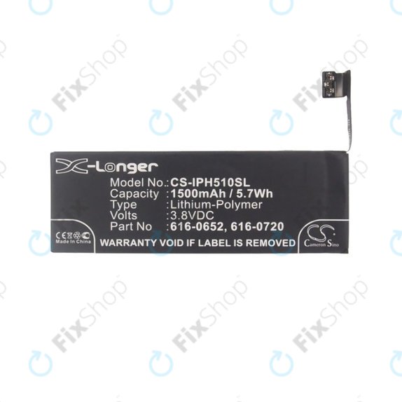 Apple iPhone 5S, 5C - Battery 616-0652, 616-0720 1500mAh HQ