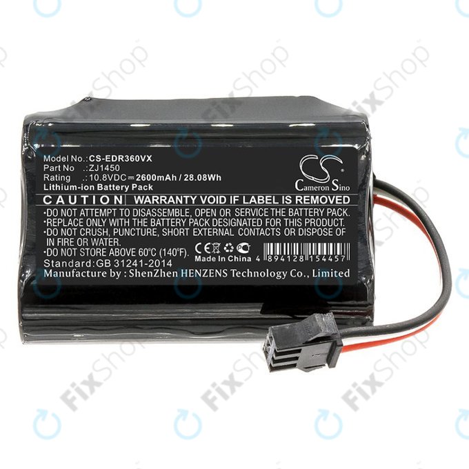 Battery for Ecovacs D36, DA60, DA611, DB35, TCR360, 2600mAh, Li-Ion, 10.8V, ZJ1450, HQ