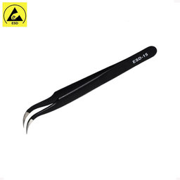 Vetus ESD-15 - Antistatic Metal Tweezer with Curved Tip (120mm)