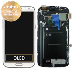 Samsung Galaxy Note 2 N7100 - LCD Display + Touch Screen + Frame (Marble White) - GH97-14112A Genuine Service Pack