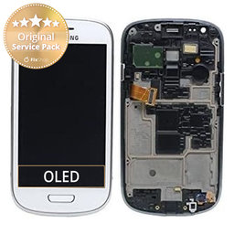 Samsung Galaxy S3 Mini i8190 - LCD Display + Touch Screen + Frame (White) - GH97-14204A Genuine Service Pack