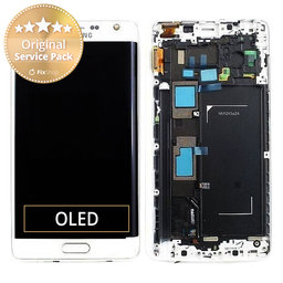 Samsung Galaxy Note Edge N915FY - LCD Display + Touch Screen + Frame (White) - GH97-16636B Genuine Service Pack