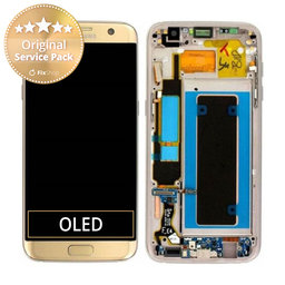 Samsung Galaxy S7 Edge G935F - LCD Display + Touch Screen + Frame (Gold) - GH97-18533C, GH97-18594C, GH97-18767C Genuine Service Pack