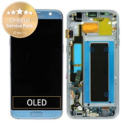 Samsung Galaxy S7 Edge G935F - LCD Display + Touch Screen + Frame (Coral Blue) - GH97-18533G, GH97-18594G, GH97-18767G Genuine Service Pack