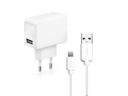 SBS - 5W Charging Adapter USB + Cable USB / Lightning, white