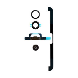 Apple iPad Mini, Mini 2 - Home Button + Flex Cable + Bracket + Plastic Circle + Gasket (Black)