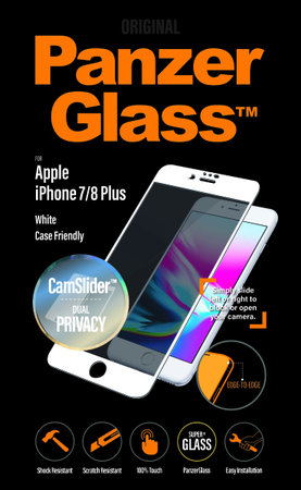PanzerGlass - Tempered Glass Privacy, CaseFriendly, CamSlider for iPhone 8/7 Plus, White
