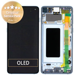 Samsung Galaxy S10 G973F - LCD Display + Touch Screen + Frame (Prism Blue) - GH82-18850C, GH82-18835C Genuine Service Pack