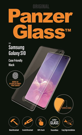 PanzerGlass - Tempered Glass Case Friendly for Samsung Galaxy S10, Fingerprint komp., black