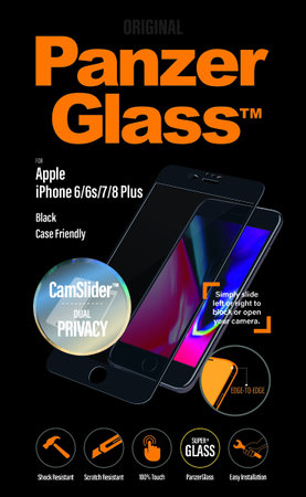 PanzerGlass - Tempered Glass Privacy, Case Friendly, CamSlider for iPhone 8/7 / 6S / 6 Plus, Black