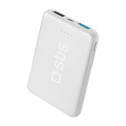SBS - PowerBank 5000 mAh, 2x USB 2,1A, 1A, white