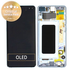 Samsung Galaxy S10 Plus G975F - LCD Display + Touch Screen + Frame (Prism Blue) - GH82-18849C, GH82-18834C Genuine Service Pack