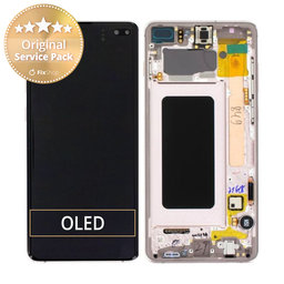 Samsung Galaxy S10 Plus G975F - LCD Display + Touch Screen + Frame (Flamingo Pink) - GH82-18849D, GH82-18834D Genuine Service Pack