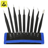 ESD Antistatic Stainless-Steel Tweezer Set 9in1