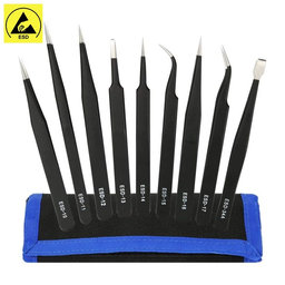 ESD Antistatic Stainless-Steel Tweezer Set 9in1