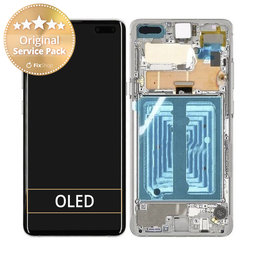 Samsung Galaxy S10 5G G977F - LCD Display + Touch Screen + Frame + Battery (Crown Silver) - GH82-20442A Genuine Service Pack