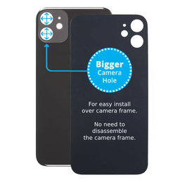 Apple iPhone 11 - Rear Housing Glass with Bigger Camera Hole (Black)