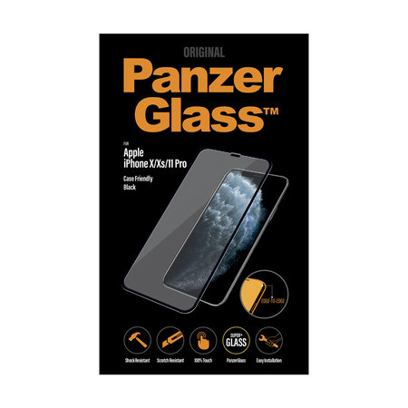PanzerGlass - Tempered Glass Case Friendly for iPhone X, XS & 11 Pro, black
