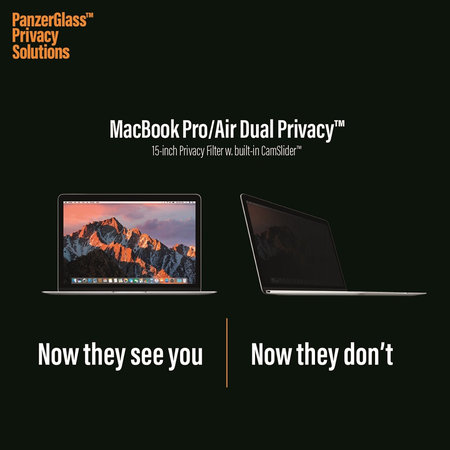 PanzerGlass - Tempered Glass Dual Privacy 15 '' for MacBook Pro, Black