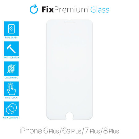 FixPremium Glass - Tempered Glass for iPhone 6 Plus, 6s Plus, 7 Plus & 8 Plus