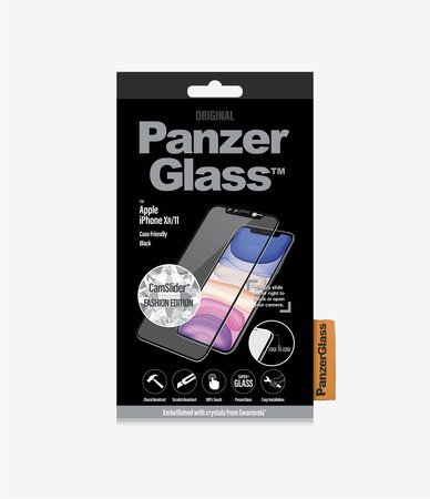 PanzerGlass - Tempered Glass Case Friendly CamSlider Swarovski for iPhone 11 / XR, Black
