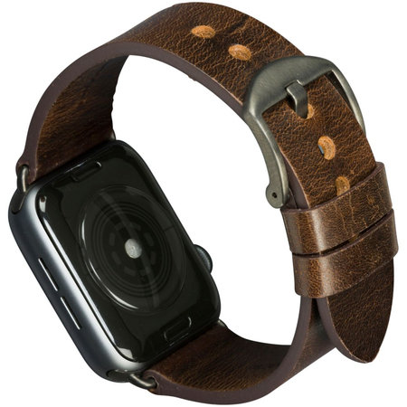 MODE - Leather bracelet Bornholm for Apple Watch 44 mm, dark brown / space gray