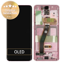 Samsung Galaxy S20 G980F - LCD Display + Touch Screen + Frame (Cloud Pink) - GH82-22123C, GH82-22131C, GH82-31432C Genuine Service Pack