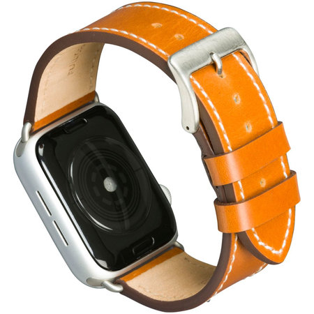 MODE - Copenhagen leather bracelet for Apple Watch 44 mm, tan / silver