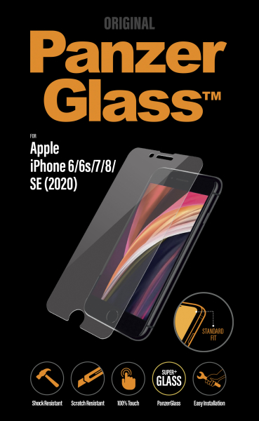 PanzerGlass Tempered Glass Standard Fit for iPhone SE 2020, 8, 7, 6s, 6,  transparent