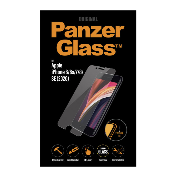 PanzerGlass - Tempered Glass Standard Fit for iPhone SE 2020, 8, 7, 6s, 6, transparent