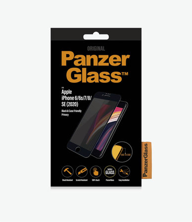 PanzerGlass - Tempered Glass Privacy Case Friendly for iPhone 6, 6s, 7, 8, SE 2020 & SE 2022, black