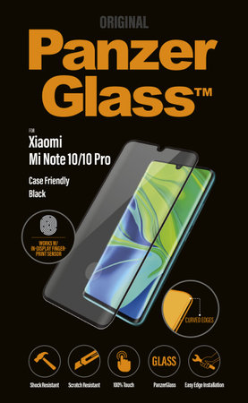 PanzerGlass - Tempered Glass Case Friendly for Xiaomi Mi Note 10 Pro, Mi Note 10 Lite, Mi Note 10, black