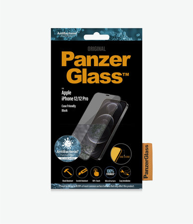 PanzerGlass - Tempered Glass Case Friendly AB for iPhone 12 & 12 Pro, black