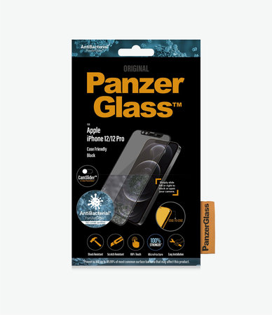 PanzerGlass - Tempered Glass Case Friendly CamSlider AB for iPhone 12 & 12 Pro, black