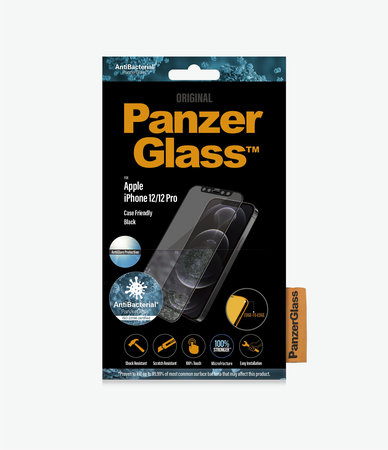 PanzerGlass - Tempered Glass Case Friendly AntiGlare for iPhone 12 & 12 Pro, black