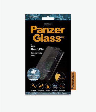 PanzerGlass - Tempered Glass Privacy Case Friendly AB for iPhone 12 & 12 Pro, black