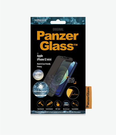 PanzerGlass - Tempered glass Privacy Case Friendly CamSlider AB for iPhone 12 mini, black