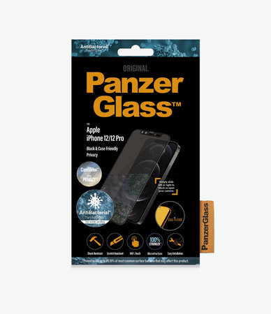 PanzerGlass - Tempered Glass Privacy Case Friendly CamSlider AB for iPhone 12 & 12 Pro, black