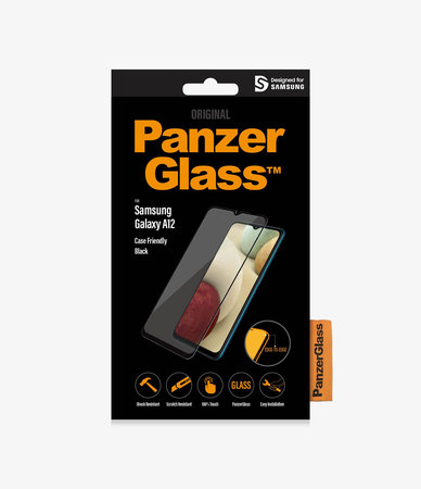 PanzerGlass - Tempered Glass Case Friendly for Samsung Galaxy A12, Black