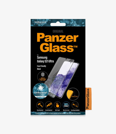 PanzerGlass - Tempered Glass Case Friendly AB for Samsung Galaxy S21 Ultra, Fingerprint komp., black