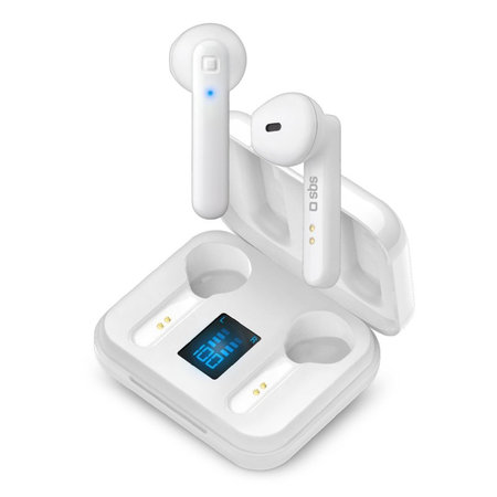 SBS - Twin Hop Wireless Headphones with LCD, white