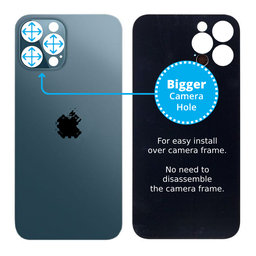 Apple iPhone 12 Pro Max - Rear Housing Glass with Bigger Camera Hole (Blue)