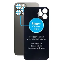 Apple iPhone 12 Pro Max - Rear Housing Glass with Bigger Camera Hole (Graphite)