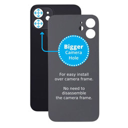 Apple iPhone 12 - Rear Housing Glass with Bigger Camera Hole (Black)