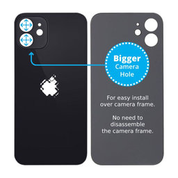 Apple iPhone 12 - Rear Housing Glass with Bigger Camera Hole (Black)