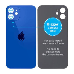 Apple iPhone 12 - Rear Housing Glass with Bigger Camera Hole (Blue)